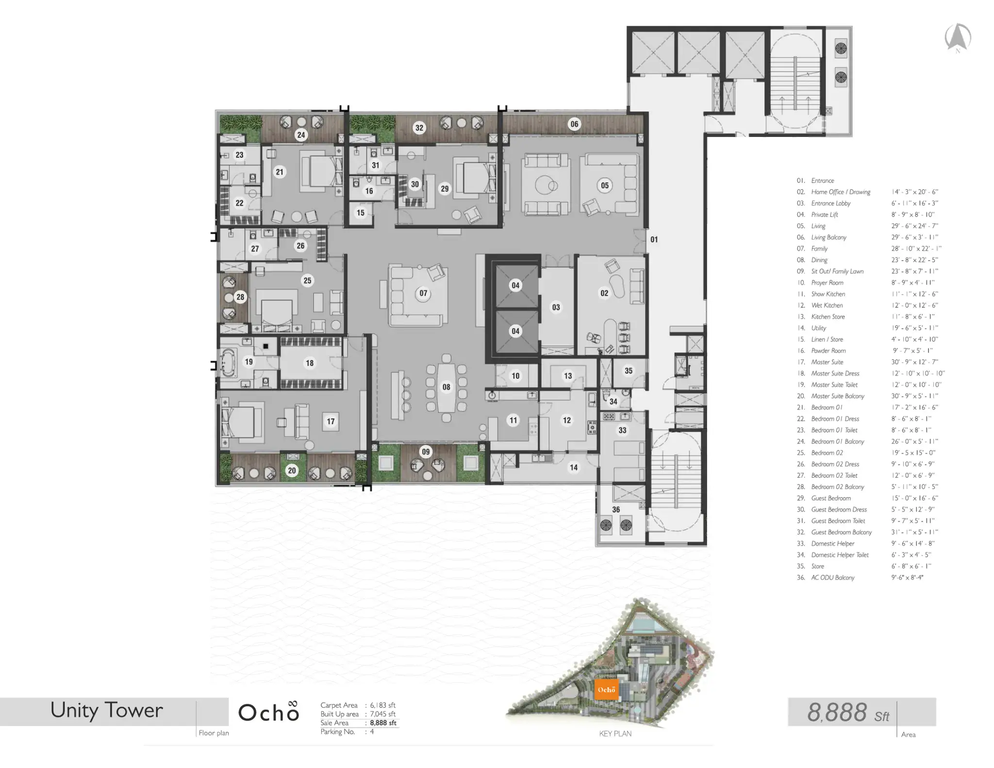 Ocho 8,888 sq. ft. floor plan