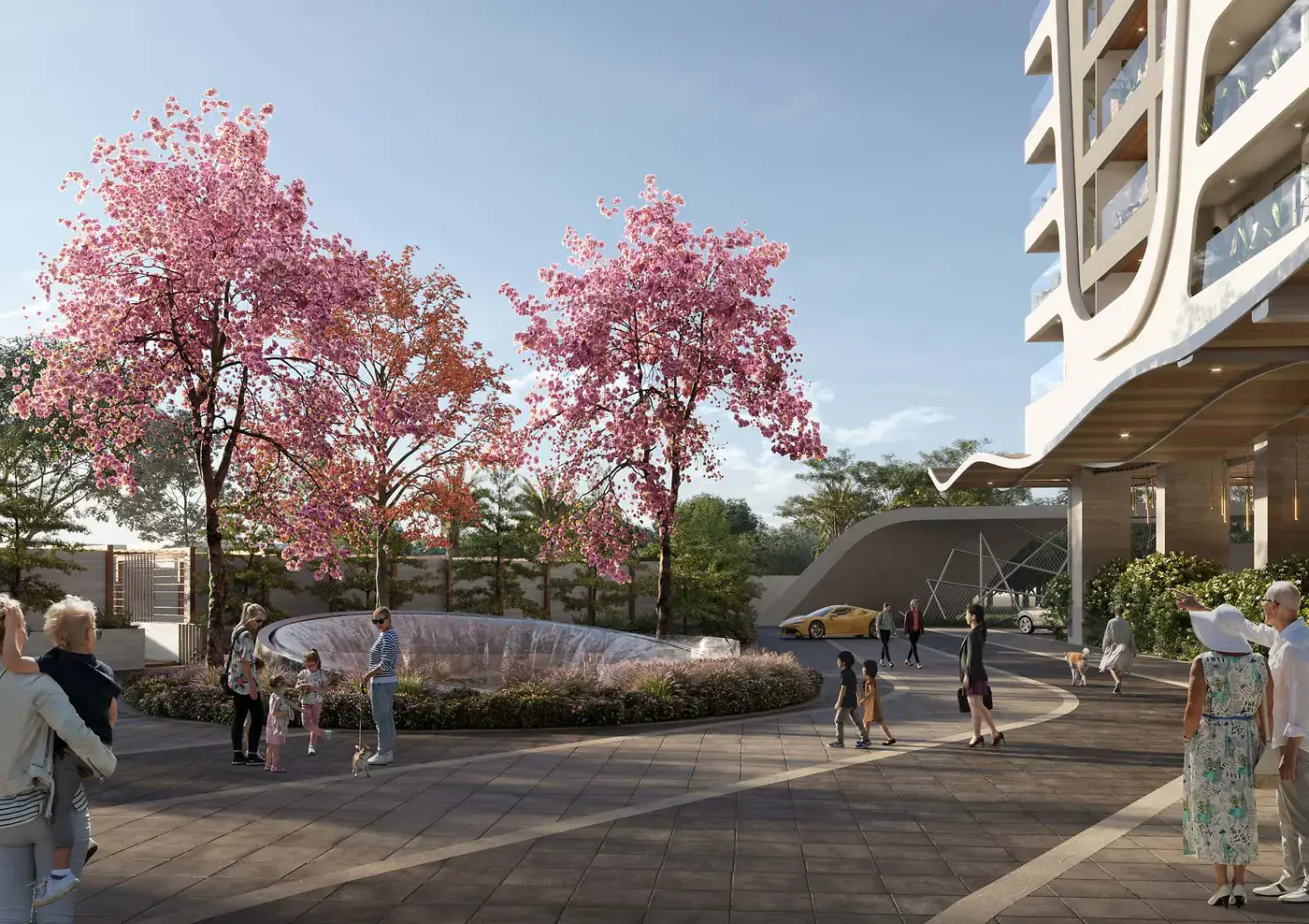 Artist's impression of landscaped arrival gardens